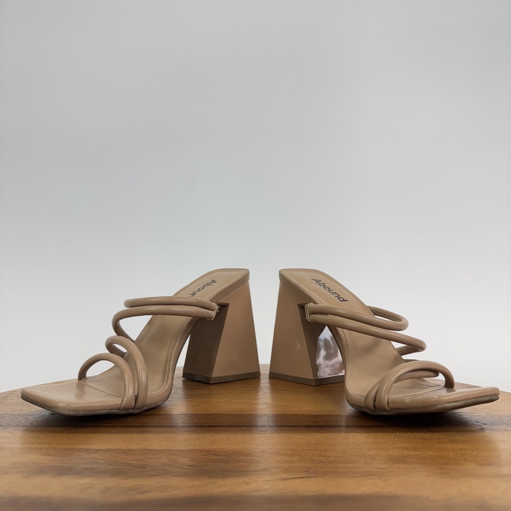 New Womens Abound Austyn Strappy Open Toed Slip On Black‎ Heels Tan Size 5 M - Picture 5 of 8